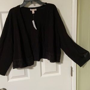 Dress Barn Black sweater with lace trim bottom size 1X new with tags